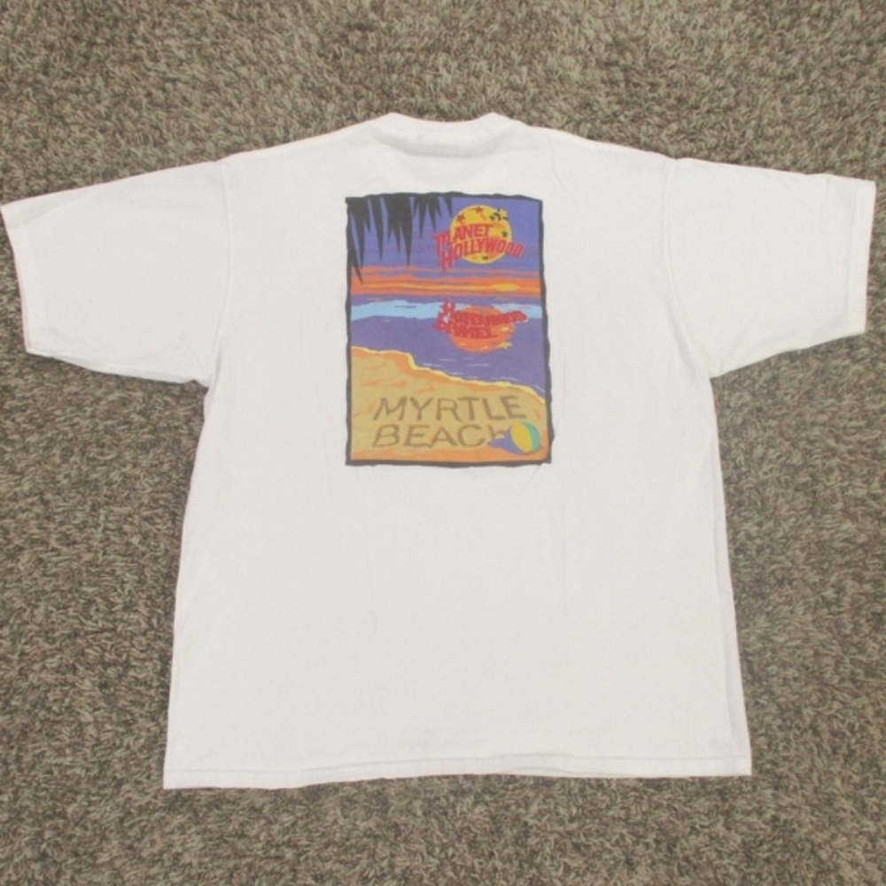 Planet Hollywood Myrtle Beach Vintage‎ 1991 Shirt Large White Graphic S/S Tee